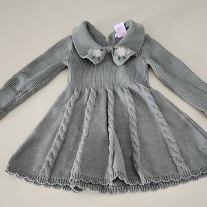 cupcakes & cashmere Green Kids Dress with Floral Collar